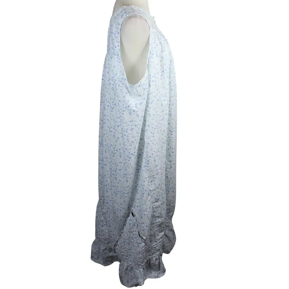 Eileen West Nightgown Womens 2x White Purple Sleeveless Lace Trim Pajamas - Picture 8 of 11